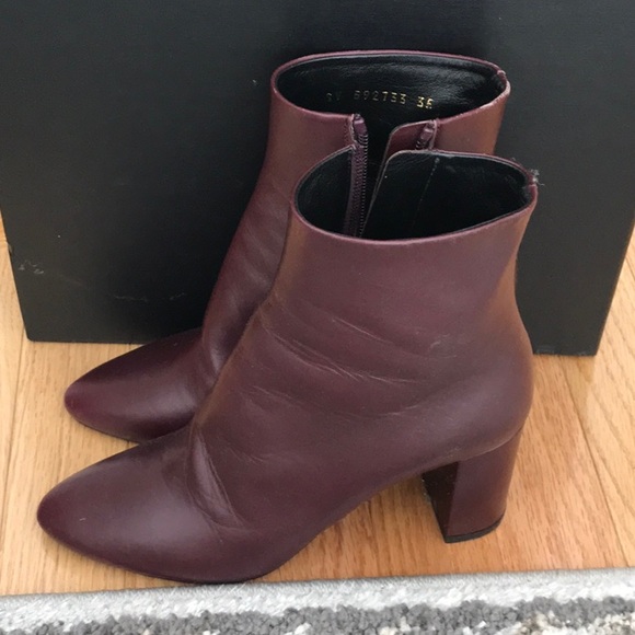 🤎💜 Saint Laurent 💜🤎 DARK VIOLET Vertigo STELLA Lou Ankle Zipper Boots sz 35! - Picture 7 of 16